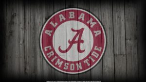 alabama crimson tide logo on wood background (by ~profseverussnape