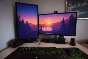 dual 4k 32&quot; screens | mighty setups | pinterest | screens, pc setup