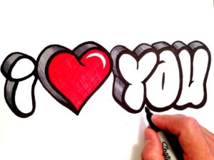 how to draw i love you in 3d bubble letters - youtube