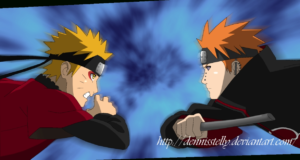 naruto vs pain - opening 07 - lineart coloreddennisstelly on