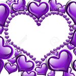 purple hearts with a copy-space of a heart shape isolated on.. stock