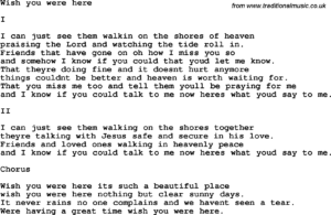 southern and bluegrass gospel song wish you were here lyrics